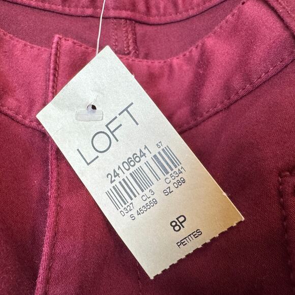 Loft Marisa Skinny Pants Zipper Ankle Burgundy Size 8P NWT - Picture 8 of 10